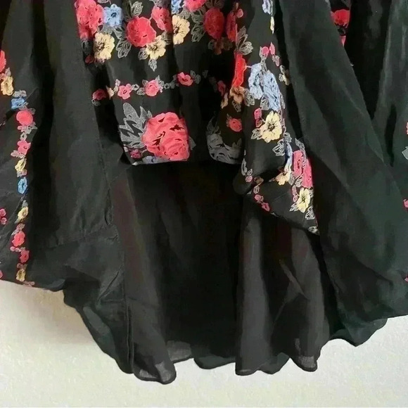 Free People Age Of Aquarius Boho Black Floral Mini Dress Size 2 NWT - Picture 7 of 12